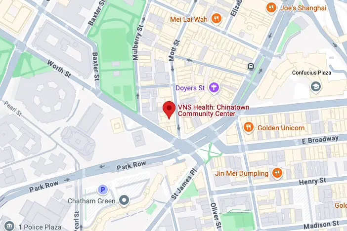 Chinatown Community Center and Chinatown NNORC locations on a map.