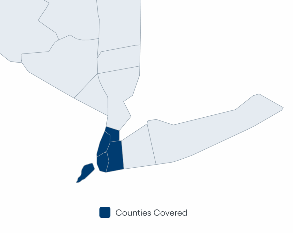 Map of communities served by VNS Health in New York.
