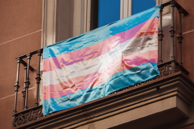 Photo of Transgender flag outside of an apartment